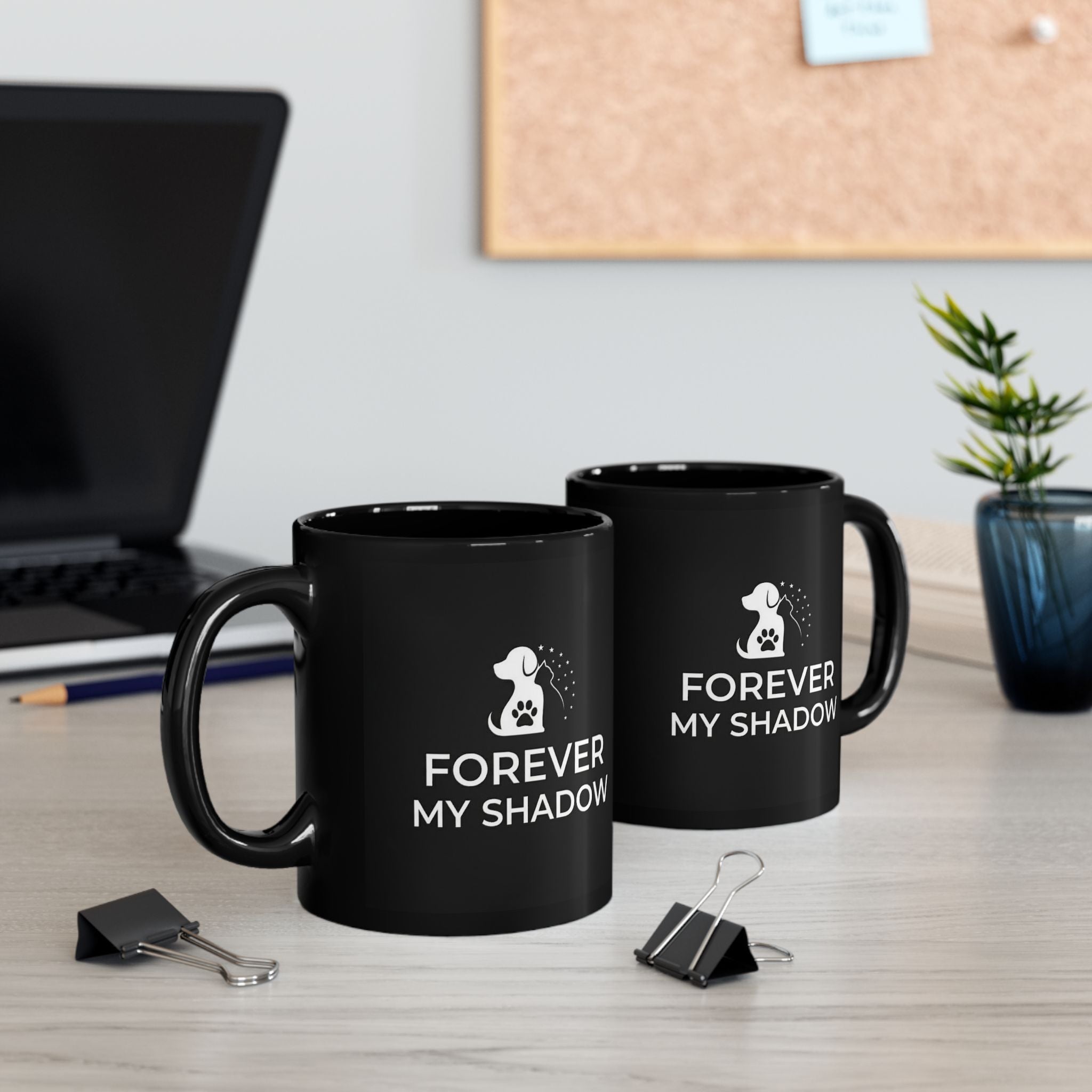 Forever My Shadow Dog Memorial Mug - Black Ceramic Coffee Cup (11oz/15oz)