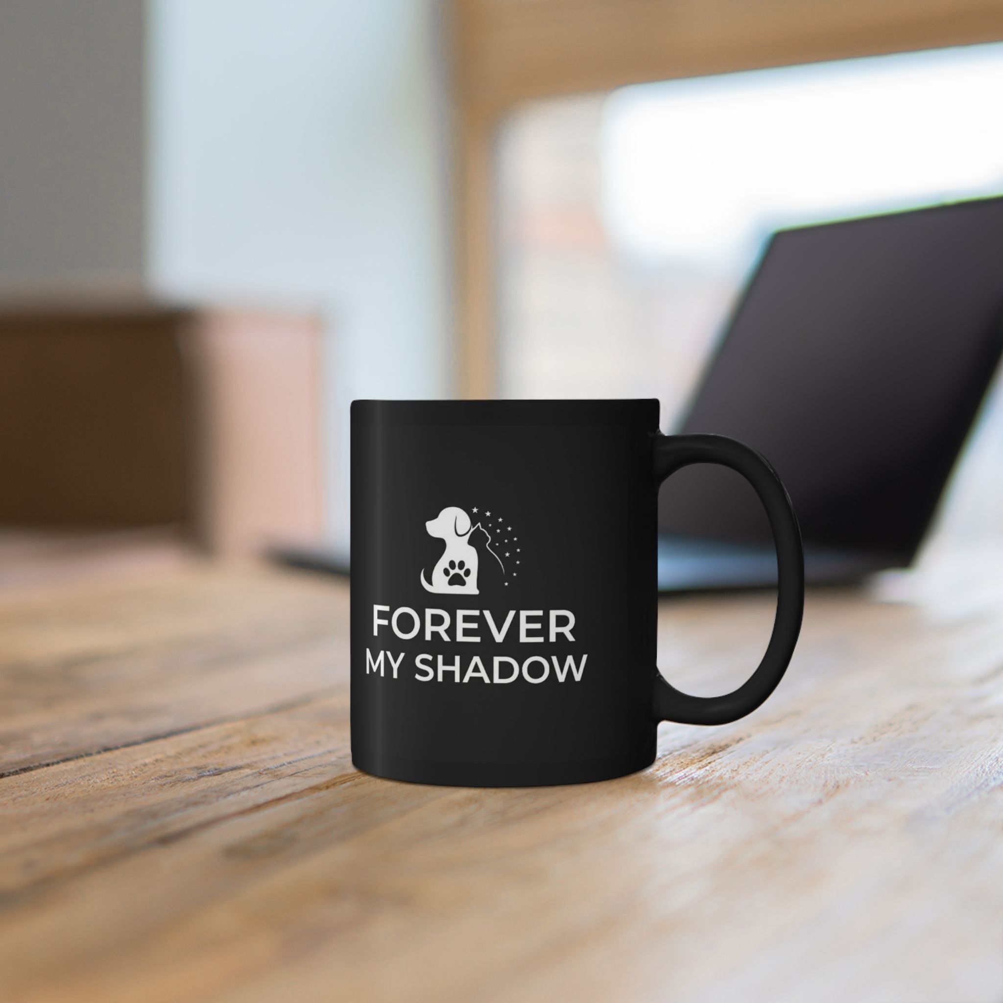 Forever My Shadow Dog Memorial Mug - Black Ceramic Coffee Cup (11oz/15oz)